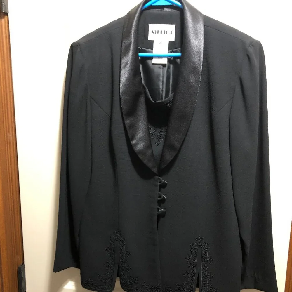 Black Blazer/Skirt Set Women's Size 14 Studio 1 - Picture 1 of 16